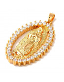 Religión: Virgen María. Aleación+Zirconia. Baño 18kGold. 31x19x3 mm. 5x3 mm cierre. 1 ud. Religión: Virgen María. Aleación+Zirconia. Baño 18kGold. 31x19x3 mm. 5x3 mm cierre. 1 ud.