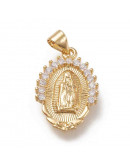 Religión: Virgen María. Aleación+Zirconia. Baño 18kGold. 22x14.5x2 mm. 5x3 mm cierre. 1 ud. Religión: Virgen María. Aleación+Zirconia. Baño 18kGold. 22x14.5x2 mm. 5x3 mm cierre. 1 ud.