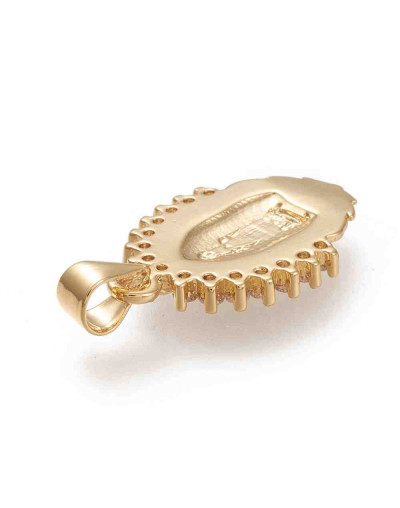 Religión: Virgen María. Aleación+Zirconia. Baño 18kGold. 22x14.5x2 mm. 5x3 mm cierre. 1 ud. Religión: Virgen María. Aleación+Zirconia. Baño 18kGold. 22x14.5x2 mm. 5x3 mm cierre. 1 ud.