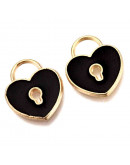 Corazones. Aleación de cobre y esmalte. Color Negro 13x11x2 milímetros. 4 mm perforación. 4 uds. Corazones. Aleación de cobre y esmalte. Color Negro 13x11x2 milímetros. 4 mm perforación. 4 uds.