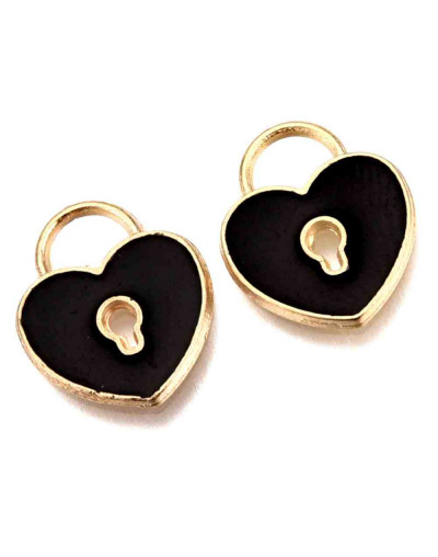 Corazones. Aleación de cobre y esmalte. Color Negro 13x11x2 milímetros. 4 mm perforación. 4 uds. Corazones. Aleación de cobre y esmalte. Color Negro 13x11x2 milímetros. 4 mm perforación. 4 uds.