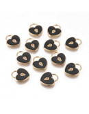 Corazones. Aleación de cobre y esmalte. Color Negro 13x11x2 milímetros. 4 mm perforación. 4 uds. Corazones. Aleación de cobre y esmalte. Color Negro 13x11x2 milímetros. 4 mm perforación. 4 uds.