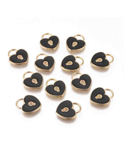 Corazones. Aleación de cobre y esmalte. Color Negro 13x11x2 milímetros. 4 mm perforación. 4 uds. Corazones. Aleación de cobre y esmalte. Color Negro 13x11x2 milímetros. 4 mm perforación. 4 uds.