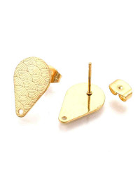 Pin aretes. Acero inoxidable. Color Dorado. Pin 16x10,5 mm. Cierre 6x4x3 mm. 1 mm agujero. 2 uds.