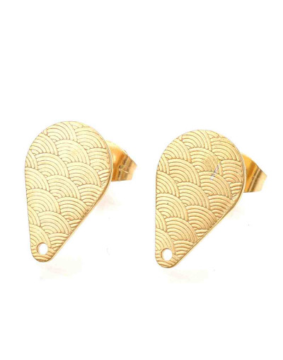 Pin aretes. Acero inoxidable. Color Dorado. Pin 16x10,5 mm. Cierre 6x4x3 mm. 1 mm agujero. 2 uds.