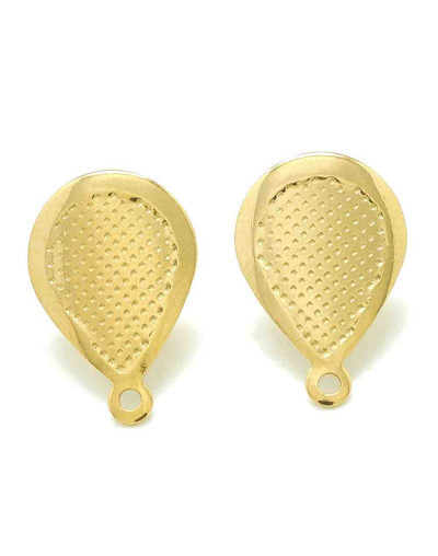 Pin aretes. Acero inoxidable. Color Dorado. Pin 18x12 mm. Cierre 6x4x3 mm. 1,4 mm aguejro. 2 uds.