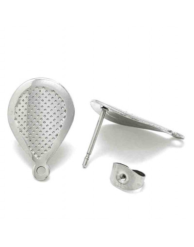 Pin aretes. Acero inoxidable. Color Plateado. Pin 18x12 mm. Cierre 6x4x3 mm. 1,4 mm agujero. 2 uds