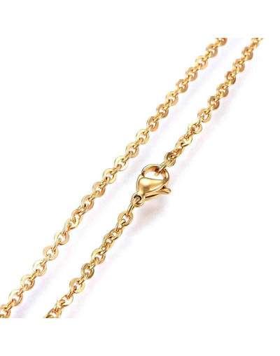 Acero inoxidable. Color dorado. Cable Chain. Con cierre. 50 cm largo. 1,5 mm grosor. 1 unidad. Acero inoxidable. Color dorado. Cable Chain. Con cierre. 50 cm largo. 1,5 mm grosor. 1 unidad.
