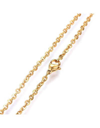 Acero inoxidable. Color dorado. Cable Chain. Con cierre. 50 cm largo. 1,5 mm grosor. 1 unidad.