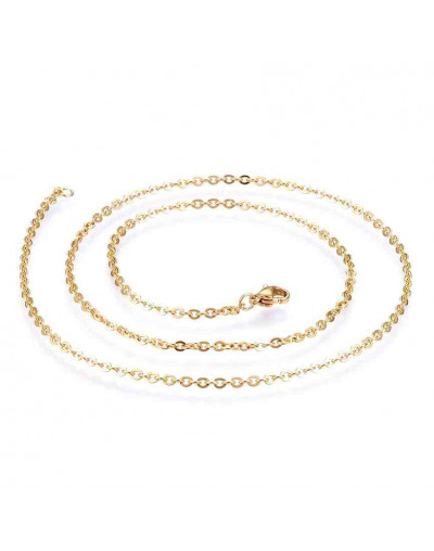 Acero inoxidable. Color dorado. Cable Chain. Con cierre. 50 cm largo. 1,5 mm grosor. 1 unidad. Acero inoxidable. Color dorado. Cable Chain. Con cierre. 50 cm largo. 1,5 mm grosor. 1 unidad.