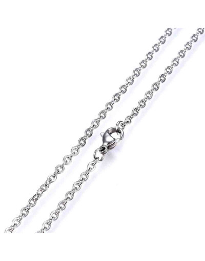 Acero inoxidable. Color plateado. Cable Chain. Con cierre. 50 cm largo. 1,5 mm grosor. 1 unidad.