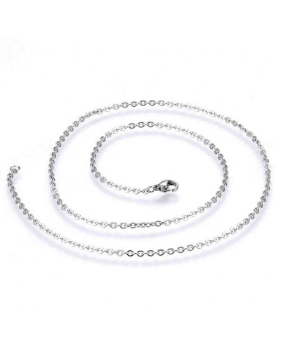 Acero inoxidable. Color plateado. Cable Chain. Con cierre. 50 cm largo. 1,5 mm grosor. 1 unidad.