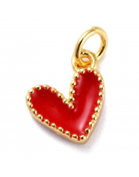Corazón. Aleación+Esmalte. Baño 18kGold. RED. 9X7x2,5. 2,5 mm arandela. 1 ud.
