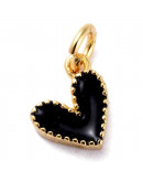 Corazón. Aleación+Esmalte. Baño 18kGold. BLACK. 9X7x2,5. 2,5 mm arandela. 1 ud. Corazón. Aleación+Esmalte. Baño 18kGold. BLACK. 9X7x2,5. 2,5 mm arandela. 1 ud.