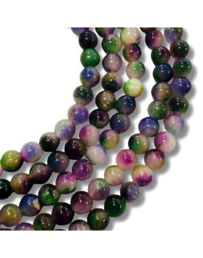 Calcedonia. Teñido multicolor. 06 mm diámetro. 1 mm perforación. 60 uds hilo aprox.