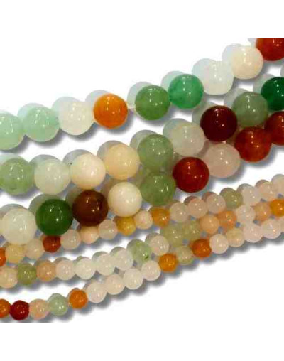 Jade. Color mixto. 8 mm diámetro. 1 mm perforación. 45 uds hilo aprox.