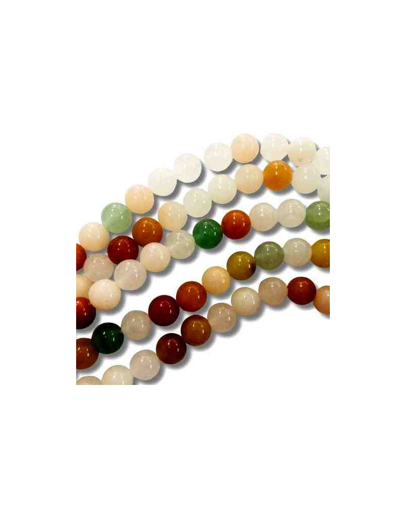 Jade. Color mixto. 8 mm diámetro. 1 mm perforación. 45 uds hilo aprox. Jade. Color mixto. 8 mm diámetro. 1 mm perforación. 45 uds hilo aprox.