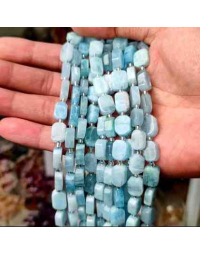 Aquamarina. Rectángulo. 8x10x12 mm. 1 mm perforación. 1 unidad.