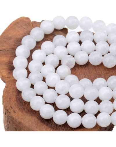 Agata. WHITE. 10 mm diámetro. 1 mm perforación. 35 uds hilo aprox.