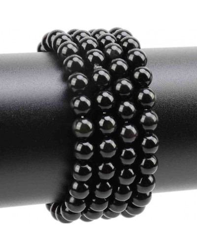 Agata. BLACK. 06 mm diámetro. 1 mm perforación. 60 uds hilo aprox.