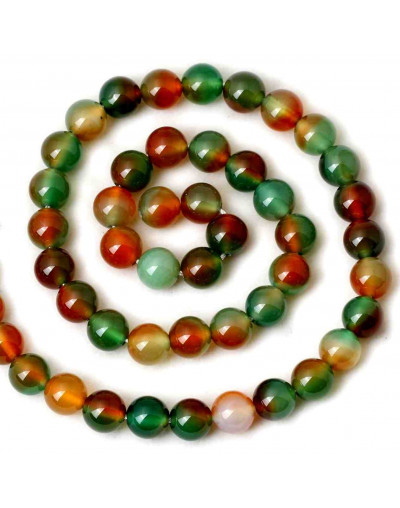 Agata Peacock. Teñida. 06 mm diámetro. 1 mm perforación. 60 uds hilo aprox.