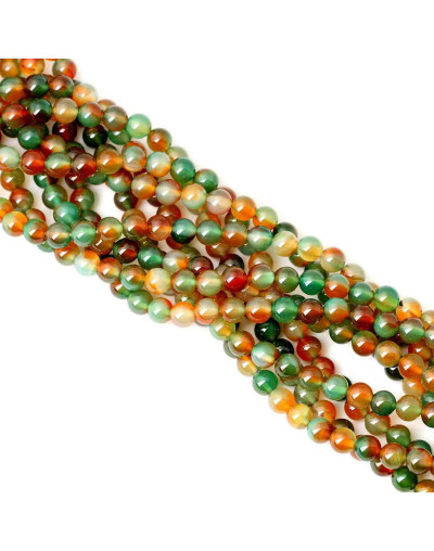 Agata Peacock. Teñida. 06 mm diámetro. 1 mm perforación. 60 uds hilo aprox.