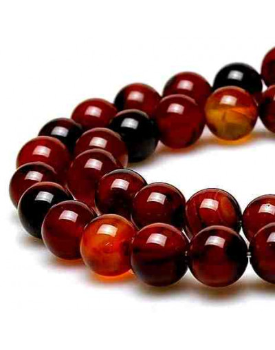 Agata. BROWN. 06 mm diámetro. 1 mm perforación. 60 uds hilo aprox.