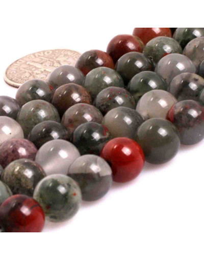 Blood Stone. Africa. 06 mm diámetro. 1 mm perforación. 60 uds hilo aprox.