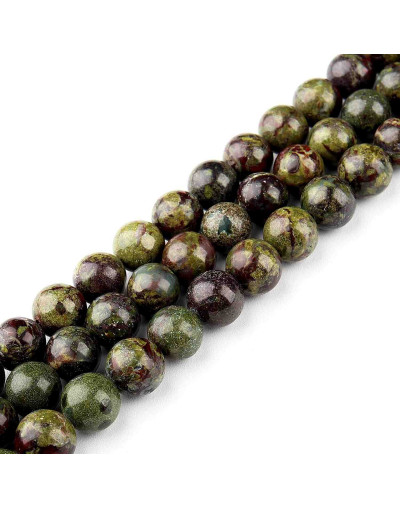 Blood Stone. Dragón. 04 mm diámetro. 0,80 mm perforación. 90 uds hilo aprox.