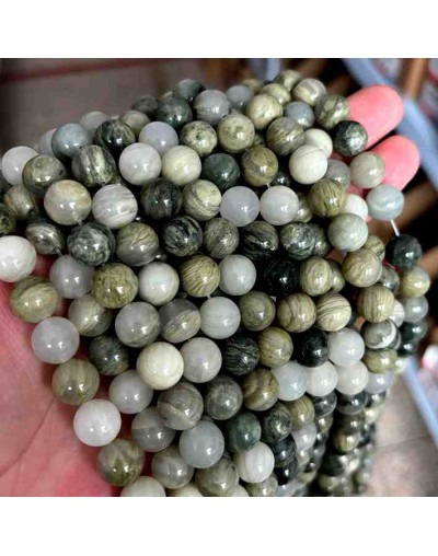 Jásper Green. 10 mm diámetro. 1 mm perforación. 35 uds hilo aprox.