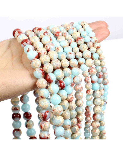 Jásper Agua Tierra. Sintética. 10 mm diámetro. 1 mm perforación. 35 uds hilo aprox.