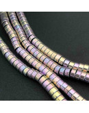 Hematite sintético. Heishi beads. Dorado Multicolor. 4x2 mm. 1 mm perforación. 200 uds hilo aprox.