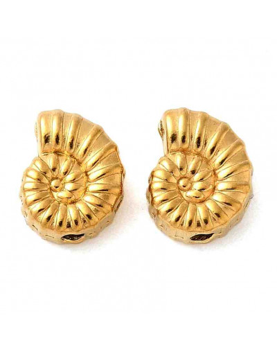 Caracol de Mar. Acero inoxidable. 9.5x7.5x4 mm. 1,4 mm perforación. 1 unidad.