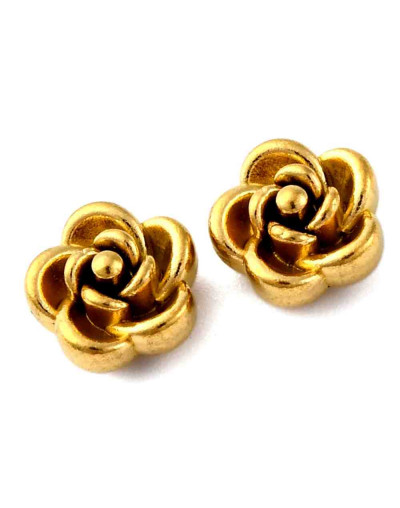 Flor: Rosa. Acero inoxidable. 8x8x5 mm. 1 mm perforación. 1 unidad.