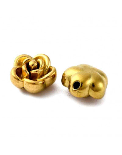 Flor: Rosa. Acero inoxidable. 8x8x5 mm. 1 mm perforación. 1 unidad.