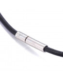 Cordón collar. Cuero. BLACK. 2 mm grosor. 455 mm largo. Cierre aleación. 1 unidad.