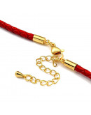 Cordón pulsera. Cuero ROJO. Baño 18KGold. 3~4 mm GROSOR. 152 mm largo. 45 mm extensión. 1 ud.