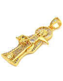 Santa Muerte. Aleación+Zirconia. Baño 18kGold. 38x17x5 milímetros. 6x3,5 mm cierre. 1 ud.