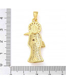 Santa Muerte. Aleación+Zirconia. Baño 18kGold. 38x17x5 milímetros. 6x3,5 mm cierre. 1 ud.