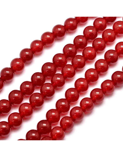 Jade. RED. 06 milímetros diámetro. 0,80 mm perforación. 65 unidades hilo aprox. 1 hilo.