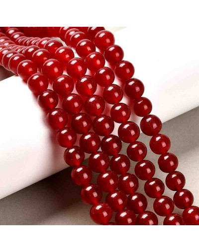 Jade. RED. 08 milímetros diámetro. 1 mm perforación. 45 unidades hilo aprox. 1 hilo.