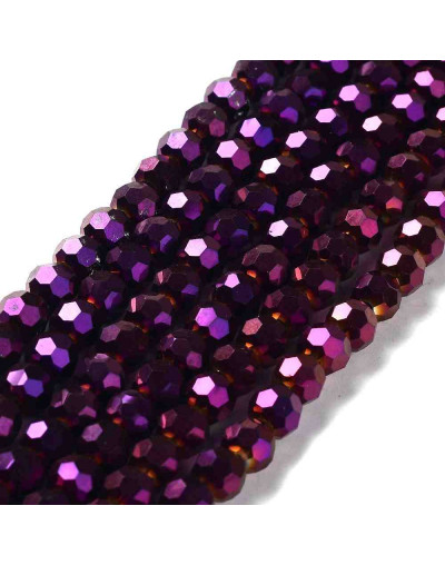 Esfera faceteada. Color Purple Plated. 4 mm. 0,5 mm perforación. 100 uds hilo aprox. 1 hilo.