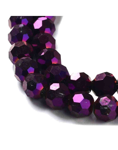 Esfera faceteada. Color Purple Plated. 4 mm. 0,5 mm perforación. 100 uds hilo aprox. 1 hilo.