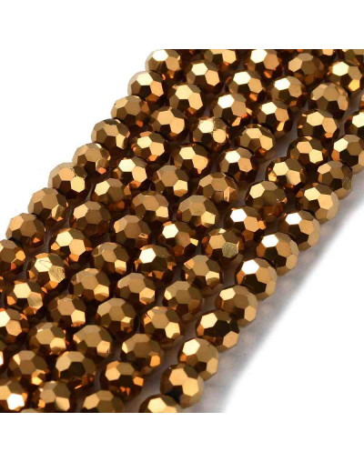 Esfera faceteada. Color Golden Plated. 4 mm. 0,5 mm perforación. 100 uds hilo aprox. 1 hilo.