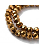 Esfera faceteada. Color Golden Plated. 4 mm. 0,5 mm perforación. 100 uds hilo aprox. 1 hilo.