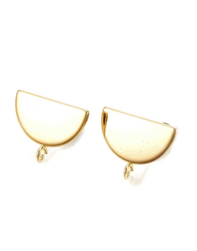 Pin aretes. Aleación de cobre. Baño 18KGold. 12,5x16 mm. 2 mm perforación. Cierre de silicón. 2 uds.