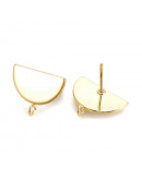 Pin aretes. Aleación de cobre. Baño 18KGold. 12,5x16 mm. 2 mm perforación. Cierre de silicón. 2 uds.