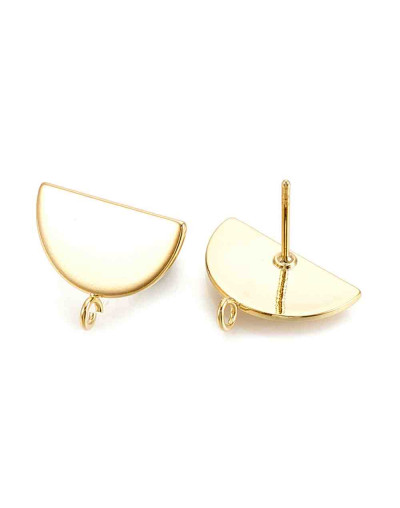 Pin aretes. Aleación de cobre. Baño 18KGold. 12,5x16 mm. 2 mm perforación. Cierre de silicón. 2 uds.