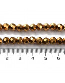 Esfera faceteada. Color Golden Plated. 6x5 mm. 1 mm perforación. 100 uds hilo aprox. 1 hilo.