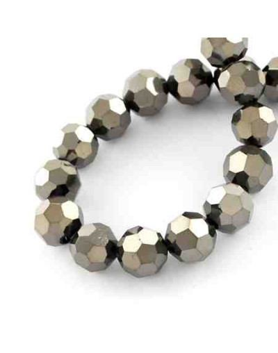 Esfera faceteada. Color Black Plated. 6x5 milímetros. 1 mm perforación. 100 uds hilo aprox. 1 hilo.